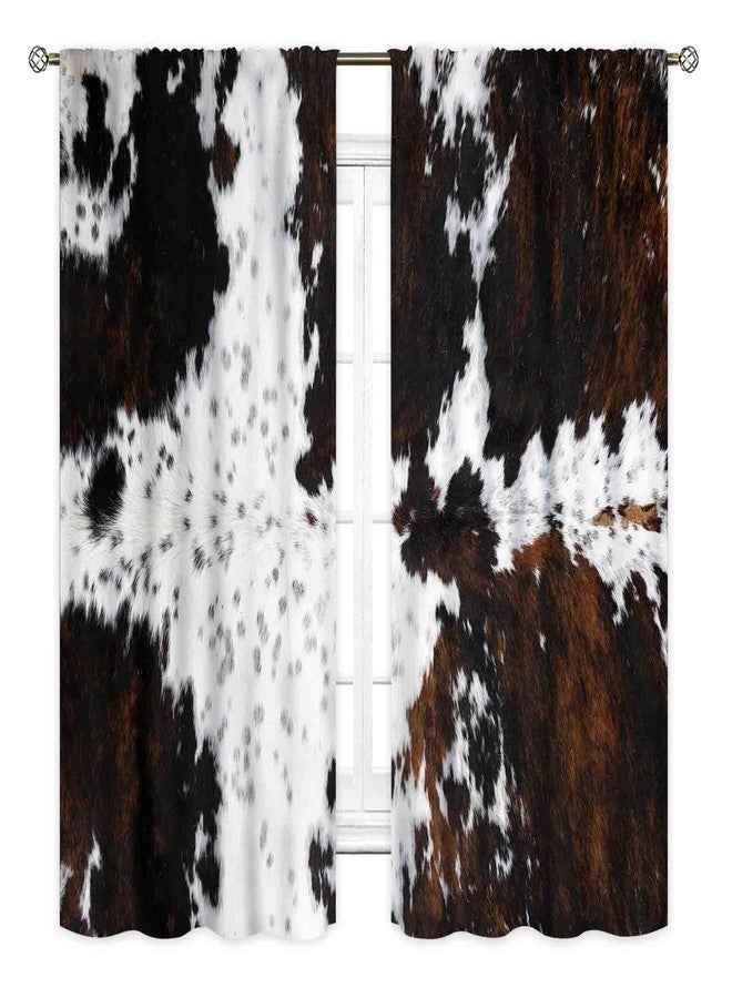 TKUYO Cow Print Curtains, Rustic Brown Cowhide Cow Printed Pattern Farmhouse Western Blackout Curtains for Bedroom Living Room Kitchen Highland Cow Skin Fur Window Treatments Drapes 2 Panel, 42"x45" Inch - Image 2